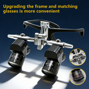 Loupes dentaires ergonomiques en acier chirurgical, grossissement réglable 4-6X avec lampe frontale LED 5W 30000lux - Product Image 2