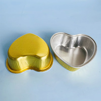 Doublures de muffins de cuisson en feuille d'aluminium en forme de coeur de 3.4 oz avec couvercles tasses à cupcakes à dessert pour la Saint-Valentin