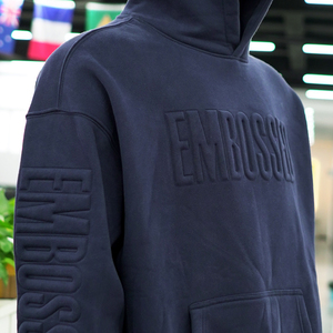 2025 Wholesale Unisex 350gsm 3D Embossed Hoodie Oversize Men's High Quality Custom Heavyweight Printing Essential Hoodie for Men - Product Image 5
