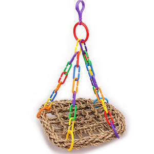 Amaca a Catena Arcobaleno per Pappagalli, Nido in Guscio di Cocco, Giocattoli con Pigne per Decorazione Gabbie di Allevamento di Pappagallini - Product Image 4