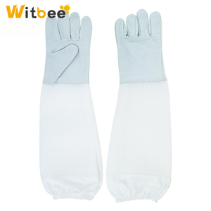 Gants d'apiculture professionnels Witbee BG-6 jaunes, anti-piqûres, en peau de mouton, manches respirantes en maille, longues manchettes élastiques, gants de sécurité - Product Image 5