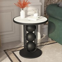 Table d'appoint de luxe légère avec plateau en marbre, table basse moderne en acier inoxydable élégante et exclusive pour salon