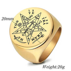 Anelli Vichinghi Wahyeh, Amuleto Magico Benedetto con Pentagramma di <span class=keywords><strong>Salomone</strong></span>, <span class=keywords><strong>Anello</strong></span> Punk in Acciaio Inossidabile - Product Image 6