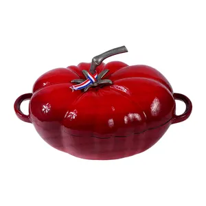 Factory Direct Sales Enameled Cast Iron Tomato Shaped Saucepan Special Design Nonstick Stew Pot