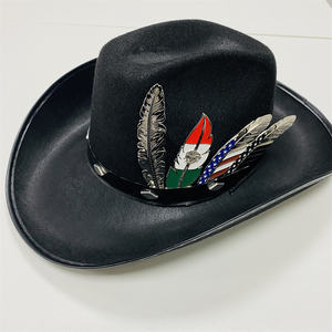 Custom Logo Verzilverde Decoratieve Gegraveerde Veer Voor Cowboyhoeden Gemaakt Hoed Veer Metalen Badge Hoed Spelden - Product Image 3