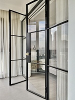 Puerta Principal Interior de Estilo Europeo, Ventanas de Acero Galvanizado, Marco de Hierro Victoriano, Puertas Francesas con Aislamiento Térmico