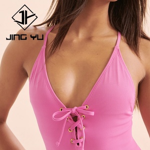 Traje de Baño de una Pieza con Tirantes, Diseño Recortado a la Moda, Hecho a Medida en Fábrica, OEM, Nailon Reciclado - Product Image 4