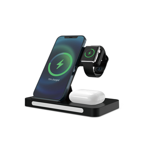 3 in 1 Wireless Charger 15W Fast <b>Charging</b> Station Foldable Phone Holder with LED Light for iPhone - Product Image 2