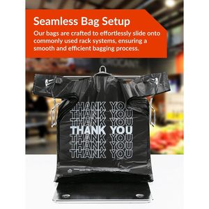 Thank You Plastic <b>Bags</b> Letter Pattern 12x6x22 Black T-Shirt Grocery <b>Bags</b> <b>long</b> Handles for Shopping - Product Image 6