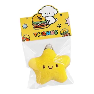 Super Cute Little Stars Plush Stuffed Five Pointed Stars Yellow Tiny Spots Keychain Toys Small Pendant Jewelry For Bag