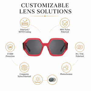Lunettes de soleil en acétate polarisées pour femmes et hommes, faites à la main, verres UV400, logo métallique 3D personnalisé - Product Image 6
