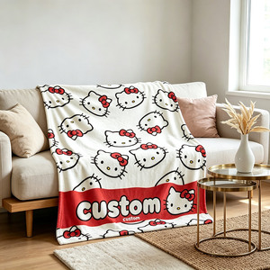 Custom <strong>Hello</strong> <strong>Kitty</strong> <strong>Blanket</strong> with logo Printed Fleece <strong>Blanket</strong> Personalized Patterns Plush sanrio Anime <strong>Blanket</strong> - Product Image 5