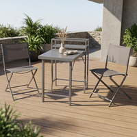 Ensemble bistrot pliant moderne et durable en acier pour extérieur, 3 pièces, 2x1 chaises en tissu maillé et table pour balcon, patio, terrasse