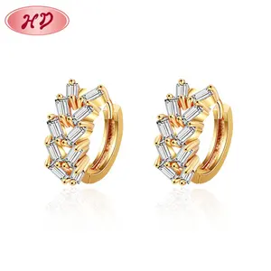 Fashion Jewelry Beautiful Rose Gold Huggie Designed Earrings With Clear Zirconia Stone