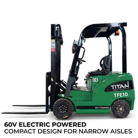 TITAN TFE10 Elektrikli Lityum-İyon Akülü Palet İstifleyici Forklift 1 Ton Pnömatik Lastik 3000mm Kaldırma Kapasitesi Arazi Tipi CE