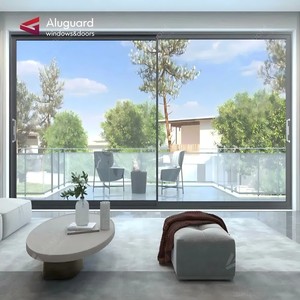 Porte coulissante professionnelle à <span class=keywords><strong>double</strong></span> panneau de verre avec cadre mince en aluminium avec boîtier de porte pour entrée de villa pour intérieur de jardin - Product Image 6
