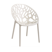Chaises de jardin en plastique blanc, branches d'arbre, nid d'oiseau, chaises latérales, 4 pieds, empilables, dossier en maille, chaises de restaurant, chaises de patio