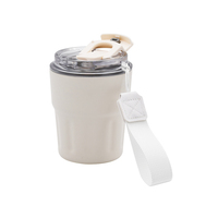 Termo de café portátil de 290ml, mantiene caliente durante 6 horas, revestimiento blanco mate