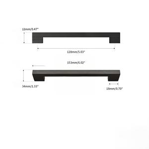 <b>Black</b> Wood <b>Door</b> Pull Handle 153mm Minimalist Bar Cabinet Hardware for Kitchen Outdoor Use - Product Image 1