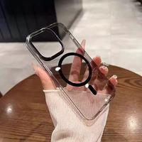 Casing Ponsel Transparan Magnetik PC Berkualitas Tinggi dengan Permukaan Cermin untuk Pengisian Daya Nirkabel, untuk iPhone 16/15/14/13/12