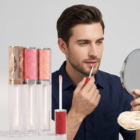 Tube Lip Gloss Kosong Ramah Lingkungan Warna Pink Matte 6ml, Kemasan Kosmetik Isi Ulang dengan Label Pribadi dan Tutup Sekrup