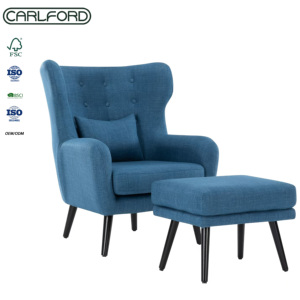 Poltrona Singola CARLFORD con Poggiapiedi, Set di Sedie per Soggiorno e Hotel - Product Image 3