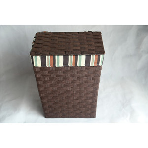 Square <b>Wicker</b> <b>Laundry</b> <b>Basket</b> With Striped Liner Eco-Friendly Storage Organizer For Clothing - Product Image 1