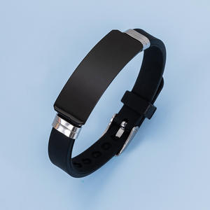 Wholesale Engravable Blank Stainless Steel Big Bar Bracelet Adjustable Silicone <strong>Wristband</strong> Bracelet Custom Couple <strong>Bangle</strong> for Gift - Product Image 5