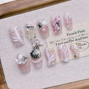 Venta al por mayor 10 piezas Premium 3D Rose <span class=keywords><strong>uñas</strong></span> artificiales puro hecho a mano acrílico Rosa-tono prensa en las <span class=keywords><strong>uñas</strong></span> - Product Image 5