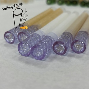 Tube à fumer en papier de riz non blanchi/blanchi sur mesure OEM, 10*30MM, spirale violette, embout en verre, avec une bonne sensation de fumée - Product Image 1