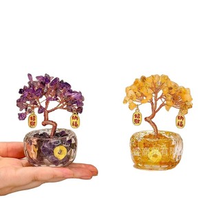 Yellow <b>Crystal</b> Money <b>Tree</b> Ornament With Glass Base For Home Decoration And Car Use - Product Image 4