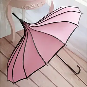 Ombrello da sposa vintage a forma di pagoda con visiera dal design classico ombrello da pioggia pieghevole aperto manuale con struttura in metallo resistente