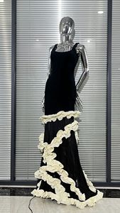 Bettergirl 2025 Nouvelle <span class=keywords><strong>robe</strong></span> noire longueur de plancher en tissu de maille de bandage - Product Image 2