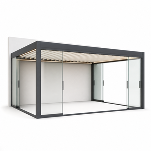 Pérgola Montada en la Pared con Sistema de Puerta Corredera de Vidrio Opcional, Pérgola con Puertas Correderas de Vidrio, Opción de Terraza Cerrada - Product Image 3