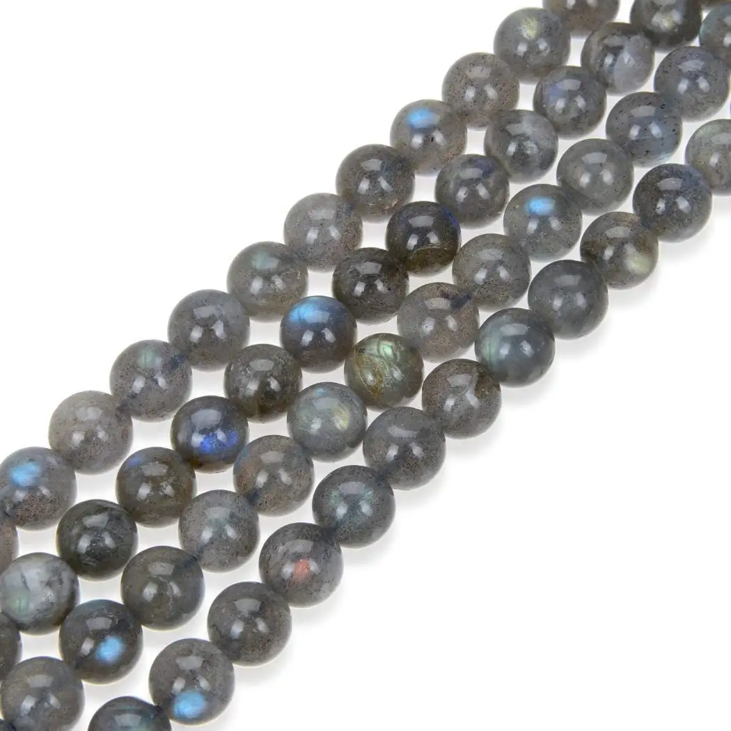 Natural Labradorite Putaran Beads untuk Perhiasan Membuat DIY Batu Permata Manik-manik Kalung 15.5 Inci Grosir 3/4/6/8/10/12/14MM