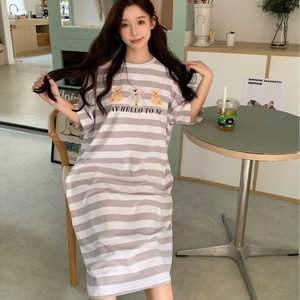 Camisón a Rayas de Estilo Coreano para Mujer, Verano 2025, Holgado, Talla Grande, Se Puede Usar <span class=keywords><strong>en</strong></span> Exteriores, Ropa de Dormir para Mujer - Product Image 1