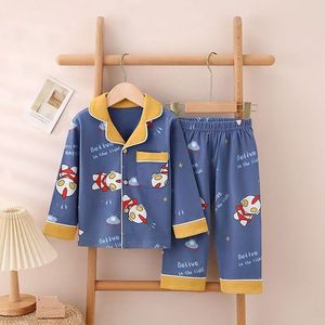 Ensemble de <span class=keywords><strong>pyjama</strong></span> pour garçons à imprimé animal personnalisé, <span class=keywords><strong>chemise</strong></span> à manches longues et pantalon, 100% coton, pyjamas confortables pour garçons et filles de 1 à 12 ans - Product Image 3