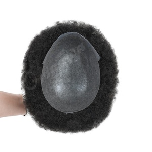 Originea Ingrosso Parrucche Afro da Uomo con Base in PU, Toupet Afro per Uomini Neri, Sostituzione <span class=keywords><strong>Capelli</strong></span> Umani Indiani, <span class=keywords><strong>Extension</strong></span> Afro Ricci per Uomo - Product Image 3