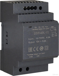 Convertidor CC/CC DDR-60L-12 - Montaje en Riel DIN 60W Entrada 18-75V Salida 12V 5A China - Product Image 1