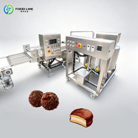 Chaîne de production automatique de biscuits, pains, gaufres et chocolats avec tunnel de refroidissement et machine d'enrobage et de refroidissement pour noix et chocolats