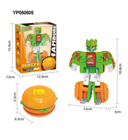Juguete Educativo de Plástico ABS Transfronterizo, Hamburguesa Transformable en Robot para Niños