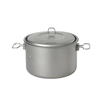 Marmite de camping ultralégère en titane de 1500 ml avec grille de cuisson vapeur, ustensile de cuisson portable pour la randonnée, le trekking et le camping