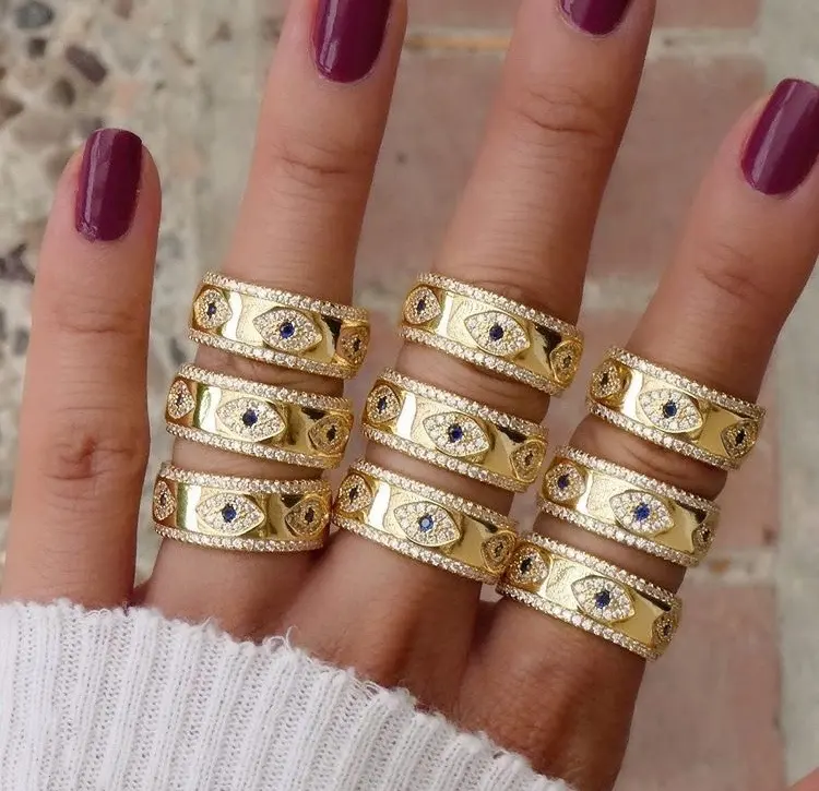 Anel de cobre feminino evils, mais recente anel para senhoras moda, micro diamante, noivado, moda, acessórios para anel