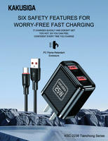 Set Charger Dinding Dual USB Grosir Kakusiga, Colokan US, Adaptor Daya Pengisian Cepat dengan Kabel USB Tipe C untuk Smartphone
