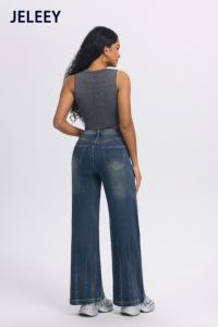 Jeans a Gamba Larga da Donna, Vita Alta e Taglio Dritto, Design Elegante e Lusinghiero per la Figura - Product Image 6