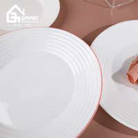Service de table élégant en verre opale blanc, vaisselle en verre opale, ensemble de dîner, bol et assiette en verre opale, vente chaude