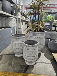 Juego de Macetas Modernas de Hormigón para Exteriores, Jardineras para Plantas y Flores, Estilo Minimalista con Patrón Circular - Product Image 5