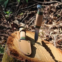 Gravierbares Buchenholzgriff-Messer mit Rundspitze, Feststehende Klinge, Schnitzmesser, Camping-Geradmesser, Sicherheits-Scoutmesser für Kinder