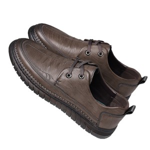 Chaussures de marche en cuir pour hommes, bout rond, lacets, doublure en maille respirante, semelle extérieure en caoutchouc, cuir de vachette, style décontracté - Product Image 5