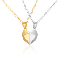 Collier magnétique en forme de cœur pour couple - Pendentif cœur géométrique séparé pour bijoux de paire d'amoureux
